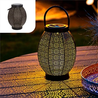 Abbildung von Gadgy Solar Laterne Aussen Blume LED Solarlaterne Für Außen Terassendeko Draußen IP65 Wasserdicht Orientalische Gartendeko Hängende oder Tischleuchte