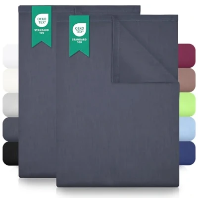 Abbildung von GREEN MARK Textilien 2er Pack Klassische Bettlaken Betttuch Laken Leintuch Haustuch 100% Baumwolle ohne Gummizug vielen Größen und Farben Größe: 140x200 cm, anthrazit grau