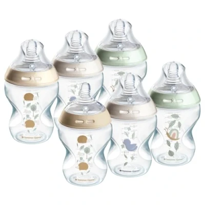 Abbildung von Tommee Tippee Babyflaschen, Natural Start Anti Kolik Flasche 260ml, brustähnl. Sauger, Kolikventil, selbst steril., Zubehör, dekor., 6er Pack