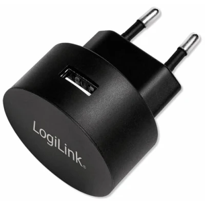 Abbildung von LogiLink PA0217 Fast Charging USB Steckdosenadapter (1x A, 10,5W) für Smartphones/Tablets/MP3 MP4 Player/eBooks/Navi/etc. mit Überlade , Tiefentlade Überlast und Kurzschlussschutz, schwarz