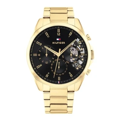 Abbildung von Tommy Hilfiger Multi Zifferblatt Quarz Uhr für Herren mit Goldfarben Edelstahlarmband 1710447