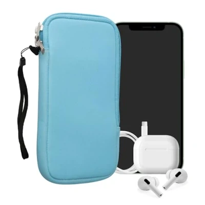 Abbildung von kwmobile Handytasche für Smartphones XXL 7&quot; Neopren Handy Hülle Hellblau Tasche 17,7 x 8,5 cm Innenmaße