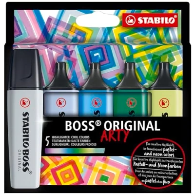 Abbildung von Textmarker STABILO BOSS ORIGINAL ARTY 5er Pack mit 5 verschiedenen Farben