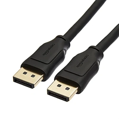 Abbildung von Amazon Basics 8K DisplayPort auf 1.4 Kabel mit einer Videoauflösung von 4K bei 120 Hz, 60 HDR Unterstützung, 3 m, Schwarz
