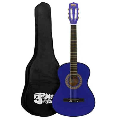 Abbildung von TIGER MA CG04, 1/4 Klassische Gitarre, Blau, farbenfrohe Spanische mit Tragetasche, Gurt, Pick und Ersatzsaiten