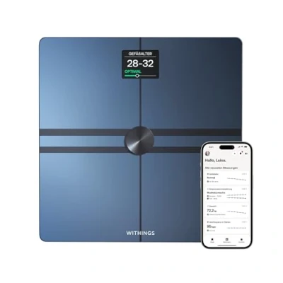 Abbildung von WITHINGS Body Comp — WLAN Smart Waage mit vollständiger Körperanalyse inkl. Fettanteil, Muskelmasse, Knochendichte, Viszeralfett, Digitale Personenwaagen /Körperfettwaage Bluetooth
