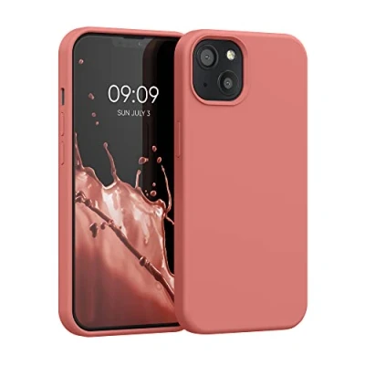 Abbildung von kwmobile Hülle kompatibel mit Apple iPhone 13 Silikon Handy Case Handyhülle weiche Oberfläche kabelloses Laden Soft Blush