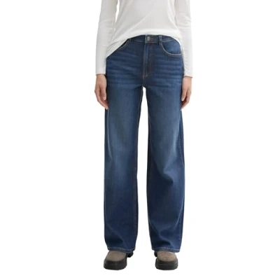 Abbildung von TOM Tailor WIDE MIT HIGH Waist Flared Jeans, Damen, Größe: 29x32, Used dark stone blue denim