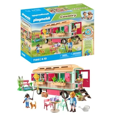Abbildung von PLAYMOBIL Country 71441 Gemütliches Bauwagencafé, spielerisches Lernen mit liebevoll gestaltetem Bauwagen, detailreicher Austattung und einem Gänseteich, nachhaltiges Spielzeug für Kinder ab 4 Jahren