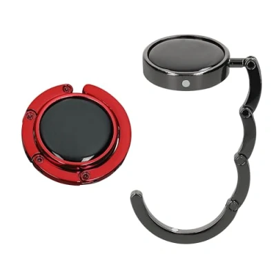 Abbildung von kwmobile Taschenhalter für Tisch 2X Faltbare Antirutsch Handtaschenhalter Haken Taschen Aufhänger Geschenkidee Gadgets Frauen Taschenhaken Set in Schwarz Rot