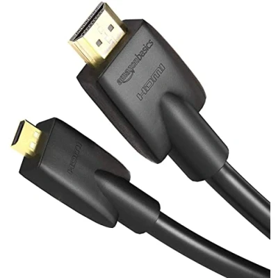 Abbildung von Amazon Basics Hochgeschwindigkeits Micro HDMI Kabel auf HDMI, neuster Standard, 1.83 m, Schwarz