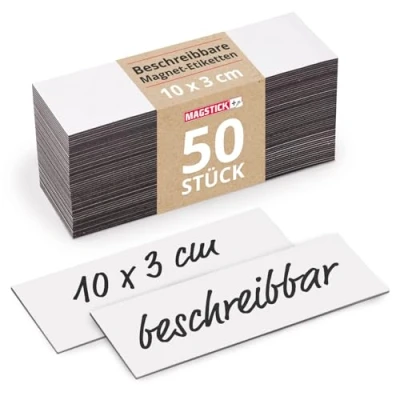 Abbildung von Magstick Magnetstreifen 50 Stück I 10 x 3 cm Magnetschilder beschreibbar zum beschriften wiederverwendbar zuschneidbar abwischbar Haftstreifen für White board Kanban Scrum mag_815