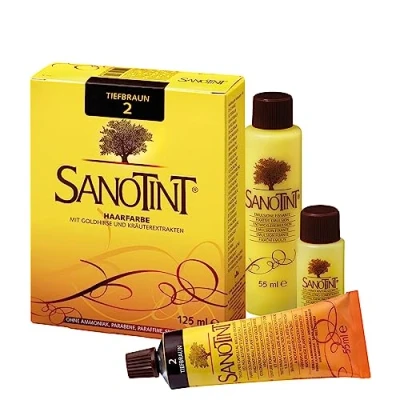 Abbildung von Sanotint Haarfarbe Nr. 02 „Tiefbraun“ 1x 125 ml Naturnahe Mit wertvollen pflanzlichen Wirkstoffen Goldhirse, Traubenblätterextrakt, Olivenextrakt und Birkenextrakt