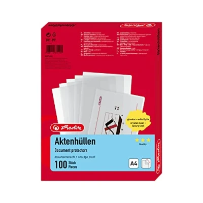 Abbildung von Herlitz 10843746 Aktenhülle A4 Standard , PP, 0,11 mm, transparent glasklar 100er Packung