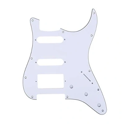 Abbildung von Musiclily Pro 11 Löcher HSS Strat Pickguard Gitarren Schlagbrett für American Modern Style Stratocaster E Gitarre,3 lagig Weiß