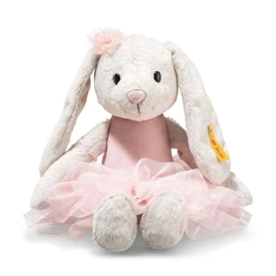Abbildung von Steiff Hoppie Balletthase 30cm bunt, Plüschtier mit Schlappohren, Flauschiges Stofftier im Ballett Outfit zum Kuscheln und Spielen, Kuscheltier für Mädchen Jungen, waschmaschinenfest