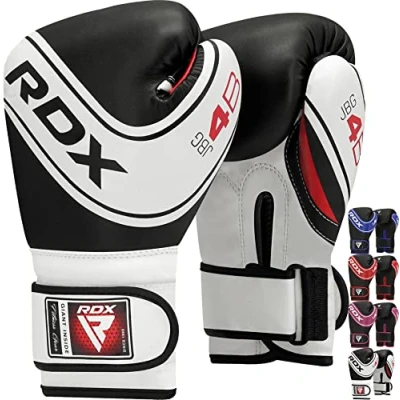 Abbildung von RDX Kinder Boxhandschuhe 6oz 4oz Junior Training Pratzen, Maya Hide Leder Belüftete Handfläche, Muay Thai Sparring MMA Kickboxing Kämpfen, Sandsack Speed Ball Boxpratzen Sandsackarbeit, Kinderspiele