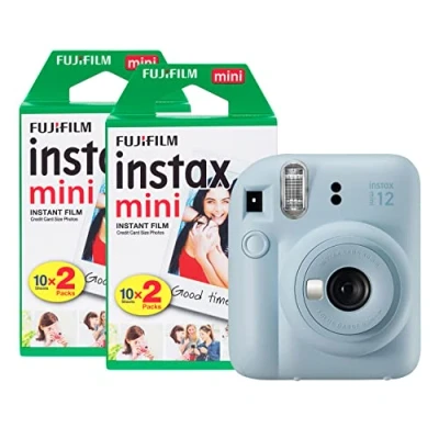 Abbildung von Fujifilm instax Mini 12 Sofortbildkamera mit 40 Aufnahmen, Pastellblau