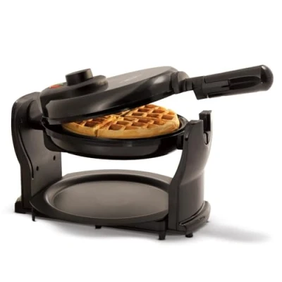 Abbildung von BELLA Klassisches rotierendes belgisches Waffeleisen mit Antihaftplatten, Abnehmbarer Tropfschale, Einstellbarer Bräunungskontrolle und Cool Touch Griffen, Edelstahl, 100 Watt