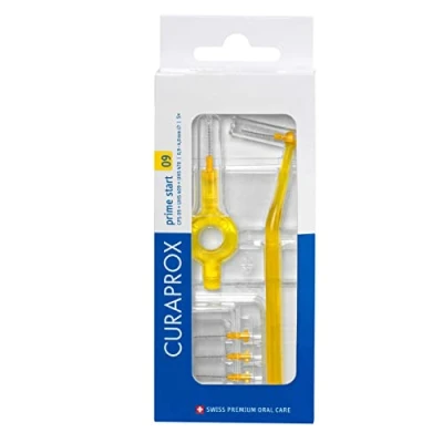 Abbildung von Curaprox CPS 09 Prime Start Interdentalbürsten set Starterset Mit 5 Bürsten 2 Verschiedene Halter Gelb 0,9 Mm Durchmesser 4 Ergiebigkeit in Der Schweiz Hergestellt