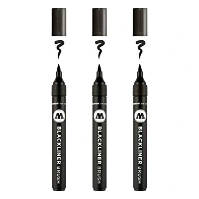 Abbildung von Molotow Blackliner Brush (Pinselspitze, permanente, dokumentenechte Tinte) schwarz, 1 Stück (3er Pack)