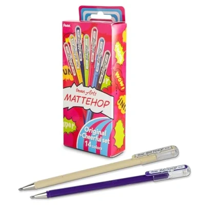 Abbildung von Pentel Mattehop K110V Gelroller mit mattem Finish, 1.0 mm (14 Stück farblich sortiert)