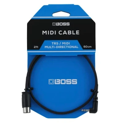 Abbildung von BOSS BMIDI 2 35 60 cm Platzsparendes 3,5 mm TRS auf 5 Pin MIDI Kabel mit multidirektionalen Steckern hochwertige Verbindung Pedalen