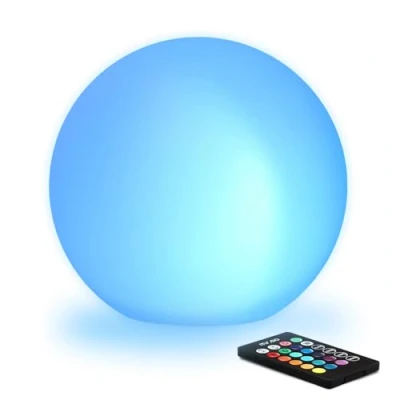 Abbildung von Mr.Go 16&quot; Wasserdichte Kugelleuchte Außen Garten Kugel Lampe LED, RGB Farbwechsel Stimmungslicht mit Fernbedienung, 16 Farben, Dimmbar Helligkeit, Wiederaufladbare Akku für Innen Dekoration