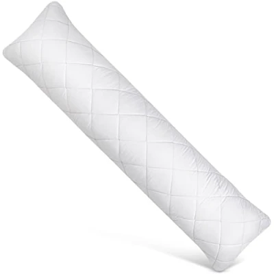 Abbildung von Utopia Bedding gestepptes Körperkissen, 40x145 cm Schwangerschafts und Umstandskissen, Seitenschläferkissen, weiche Polyesterfüllung (Weiß)