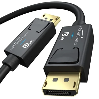 Abbildung von KabelDirekt 8K DisplayPort Kabel &amp; DP Kabel, mit spezieller A.I.S. Schirmung offizieller VESA Zertifizierung 3 m (für 1.4 Gaming PC/Laptop/Grafikkarte/Monitor 4K@120Hz, 144Hz/165Hz/240Hz)