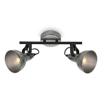 Abbildung von BRILONER Deckenlampe Vintage schwenkbar, E14 Fassung, max. 40 Watt, Deckenleuchte, Lampe, Wohnzimmerlampe, Schlafzimmerlampe, Küchenlampe, Deckenstrahler, 30,5x10x18 cm, Antik Silber
