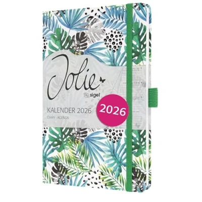 Abbildung von SIGEL J6355 Wochenkalender 2026 ca. A5, grün, hellblau, Hardcover, Gummiband, Stiftschlaufe, Einstecktasche, 174 Seiten, vegan, Buchkalender, Terminplaner Taschenkalender Jolie