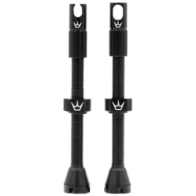 Abbildung von Peaty&#039;s X Chris King MK2 Tubeless Ventil Presta Integrierter Speichenschlüssel &amp; Ventilkernentfernungskappen, Mountainbike, Rennrad Fahrrad Reifen, Kompatibel einfügen, 7075 Aluminium 60mm Schwarz