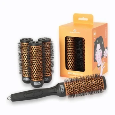 Abbildung von Olivia Garden Multibrush Curlers Kit 4 Aufsätze &amp; 1 abnehmbarer Griff Größe 35 Perfekt für Locken und Volumen