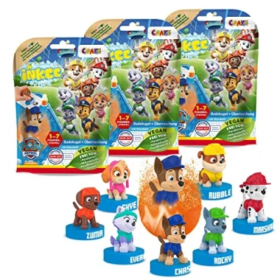 Abbildung von INKEE Surprise Paw Patrol Badebomben Kinder mit Überraschung Überraschungs Badekugel Stempel 3er Multipack Badezusatz