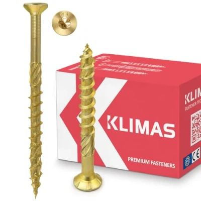 Abbildung von KLIMAS Holzschrauben Torx Spanplattenschrauben Gelb Senkkopfschrauben Terrassenschrauben Universalschrauben Dachkonstruktion Schrauben Set 6x140 mm 100 Stück