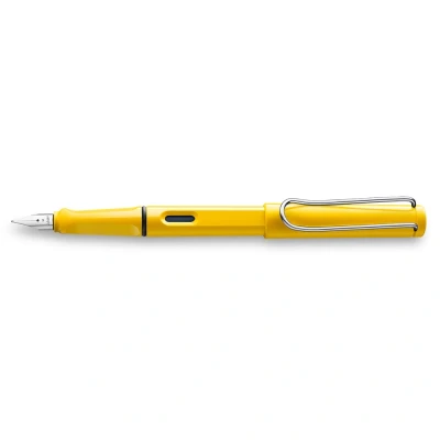Abbildung von Lamy safari yellow Füller Füllhalter mit ergonomischem Griff &amp; polierter Stahlfeder in Strichbreite M robuster ASA Kunststoff inkl. Tintenpatrone T 10 blau Rechtshänder