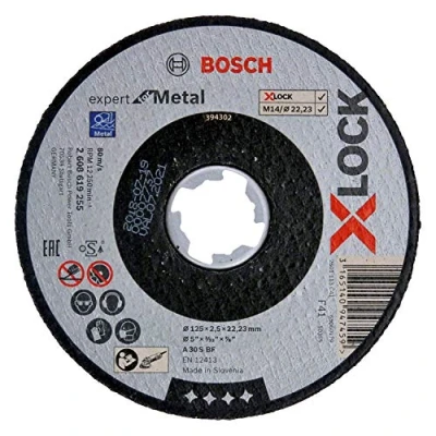 Abbildung von Bosch Professional 1x Gerade Trennscheibe Expert (für Metall, X LOCK, Ø125 mm, BohrungsØ: 22,23 Dicke:2,5 mm)