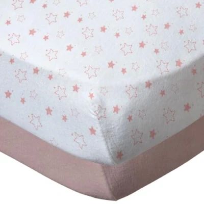 Abbildung von BabyCalin 2er Set Spannbettlaken Rosa/Stern 70x140x17cm