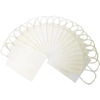 Abbildung von folia 21200 Papiertüten aus Kraftpapier, Geschenktüten, 20 Stück, ca. 12 x 5,5 15 cm, weiß zum Basteln, Verzieren und Verschenken
