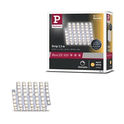 Abbildung von Paulmann 70549 LED Stripe MaxLED 500 Warmweiß 2,5m 15W 1375lm 2700K IP44 dimmbar Lichtband Silber Kunststoff