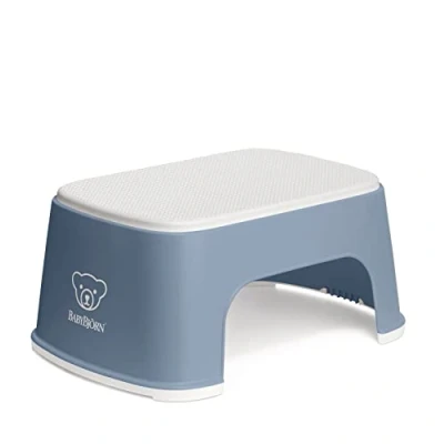 Abbildung von BabyBjörn Tritthocker, Graublau/Weiß
