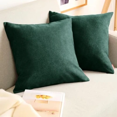 Abbildung von Blumtal 2er Set Kissenbezug 50x50 dunkelgrün kuschelige Chenille Kissenbezüge mit verstecktem Reißverschluss, Oekotex Zertifizierte Kissenhülle für Deko Kissen Sofakissen Polster &amp; Zierkissen