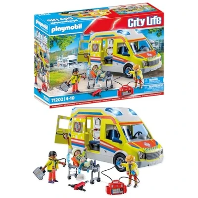 Abbildung von PLAYMOBIL City Life Rettungswagen mit Licht und Soundeffekten Spielzeug für Kinder ab 4 Jahren 71202