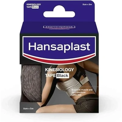 Abbildung von Hansaplast Kinesiologie Tape, wasserfestes Sport Tape lindert Muskelschmerzen und fördert die Durchblutung*, Kinesio bietet Unterstützung für Gelenke Muskeln*, 1 Rolle, Blau