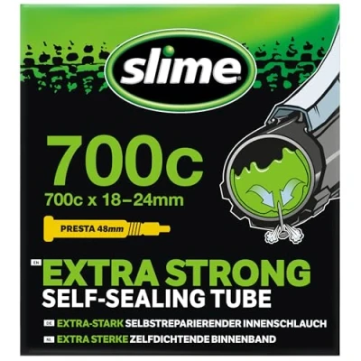 Abbildung von Slime 30061 Rad Reifenschlauch mit Dichtmittel für Einstiche, Selbstdichtend, Verhindern und Reparieren, Presta Ventil, 19/25622 mm (700 x 19/25c), One Color