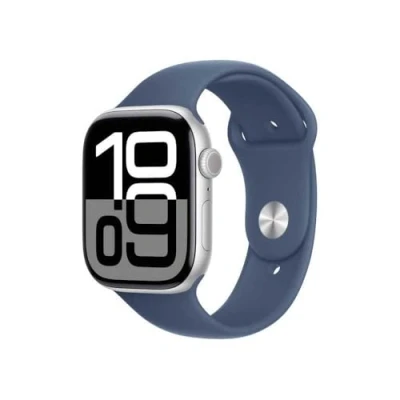 Abbildung von Apple Watch Series 10 4G 46mm Silber (Blaues Gummi Armband M/L)