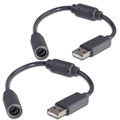 Abbildung von Fosmon Dongle kompatibel mit Microsoft Xbox 360 Controller (Adapter USB Breakaway Kabel) 2 Pack