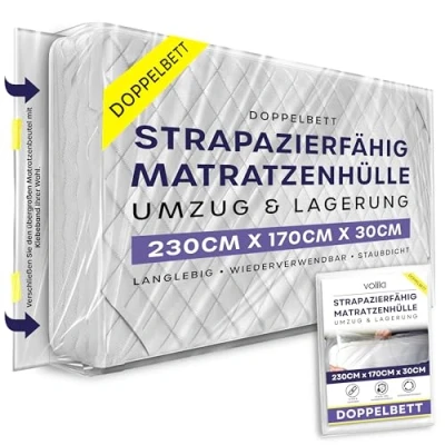 Abbildung von Schutzhülle Double Matratzenhülle 1 Packung Wasserdichter Matratzenschoner für den Umzug 230 x 170 30cm (92,5 g/m²) Aufbewahrungstasche Matratze zur Vermeidung von Flecken, Staub und