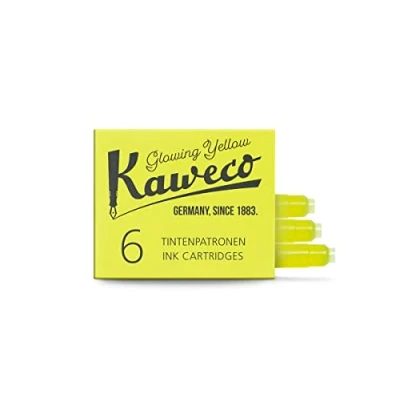 Abbildung von Kaweco Füller Tintenpatronen Glowing Yellow für Patronen mit kurzen Standardpatronen I 6 Füllerpatronen vieler Markenenhersteller Neon Gelb, 10001220